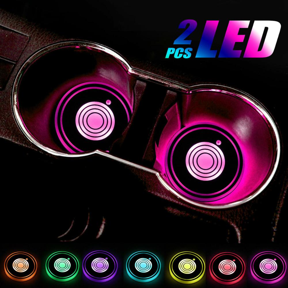 LED Car Cup Holder Lights – USB Rechargeable Interior Glow (2-Pack)