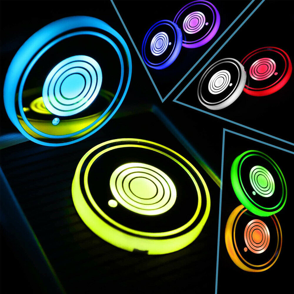 LED Car Cup Holder Lights – USB Rechargeable Interior Glow (2-Pack)