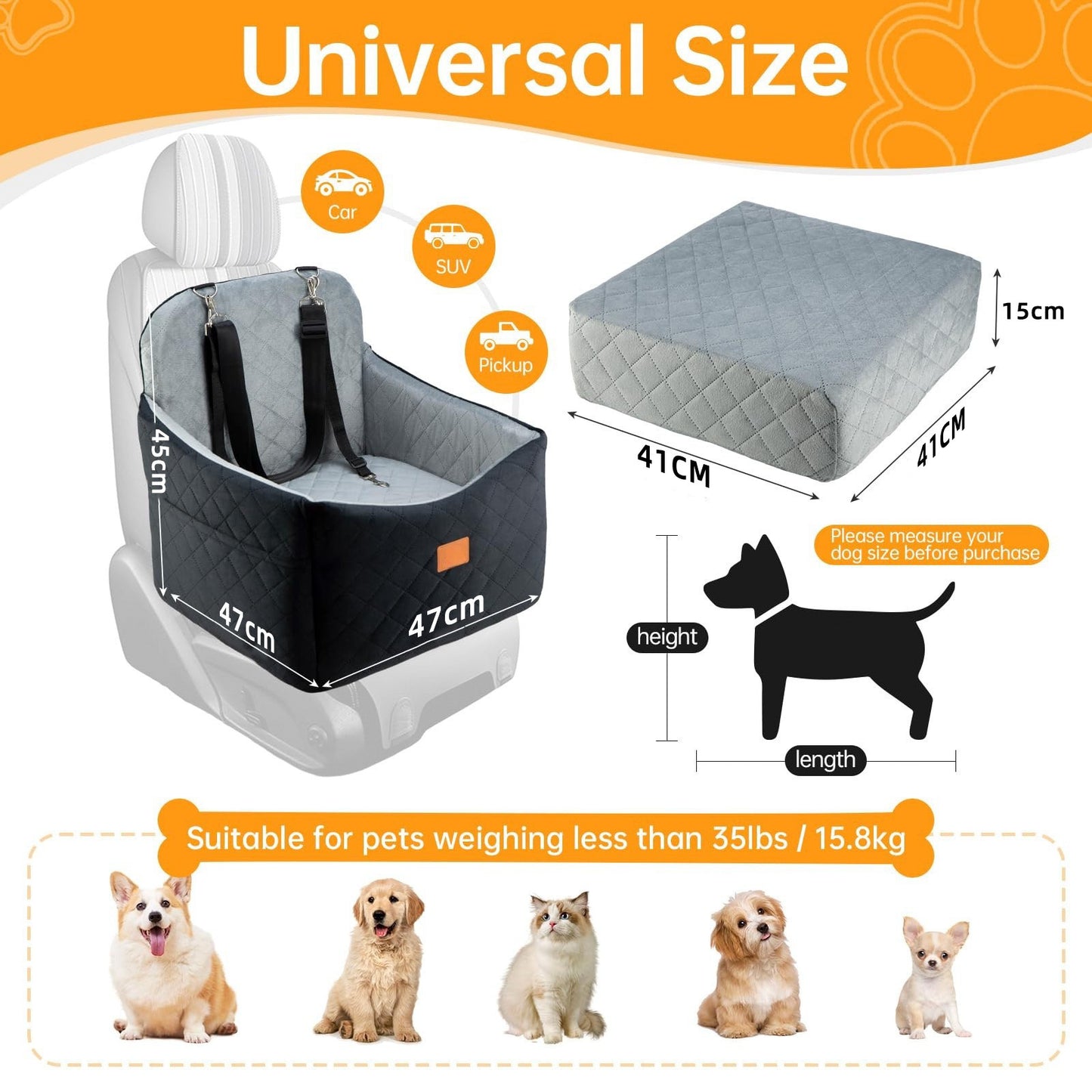 Luxury Dog Car Seat Bed – Safe & Comfortable Travel Booster