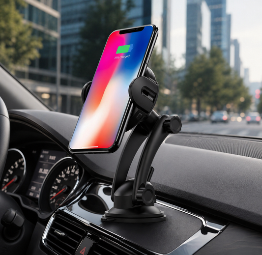 Auto Lock Car Phone Holder – 360° Adjustable, Strong Grip, Hands-Free Driving